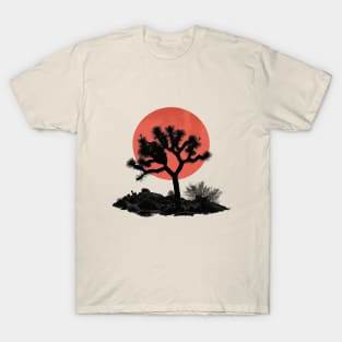 Desert Dusk Silhouette: Joshua Tree against Sunset T-Shirt